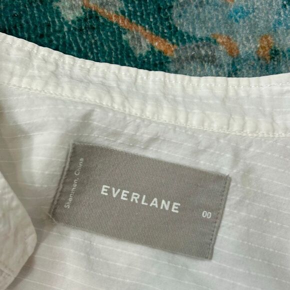 Everlane Shirt Womens 00 White Poplin Cotton Popover Button Down Collarless Top - Picture 7 of 14